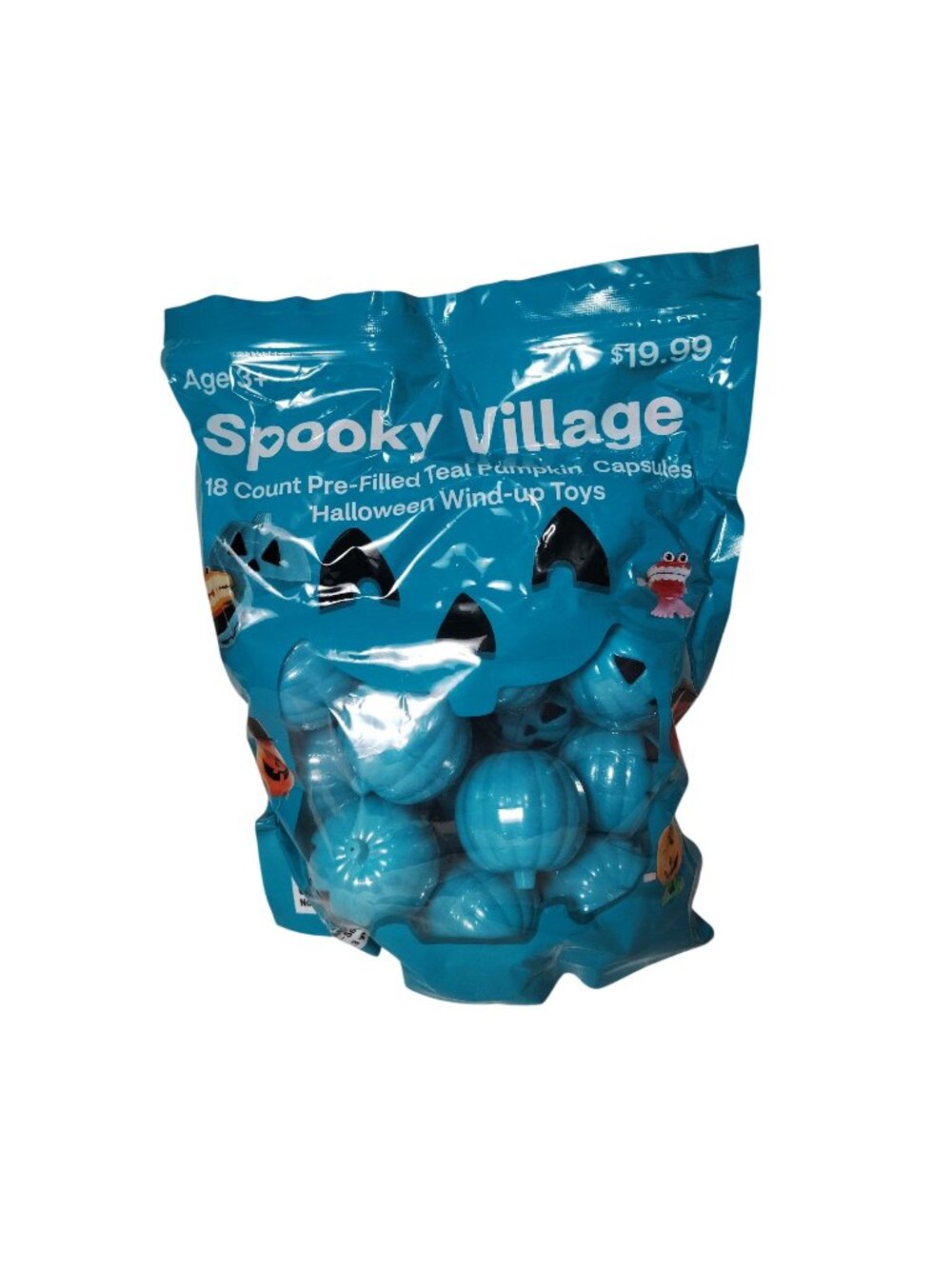 Spooky Village 18 Count Pre-Filled Teal Pumpkin Capsules Halloween Wind-Up Toys